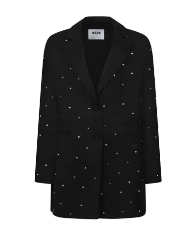 Msgm Single-breasted Blazer In Black