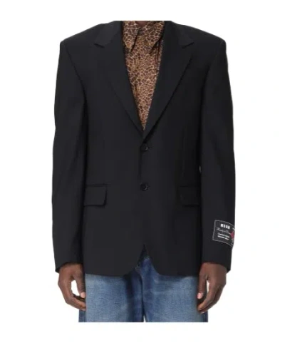 Msgm Single-breasted Blazer In Black