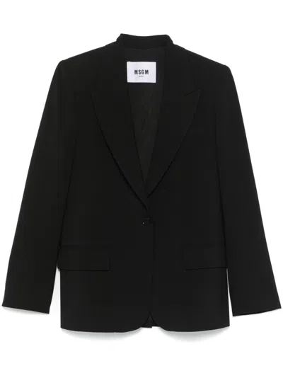 Msgm Single-breasted Blazer In Black