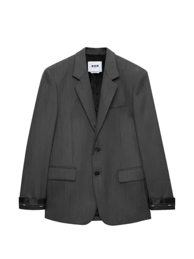 Msgm Single-breasted Blazer In Gray