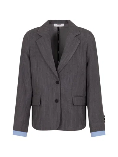 Msgm Kids' Single-breasted Blazer In Gray