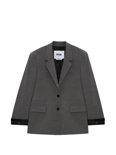 Msgm Single-breasted Blazer In Gray