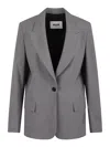 Msgm Tailored Buttoned Jacket With Peak Lapels In Grey