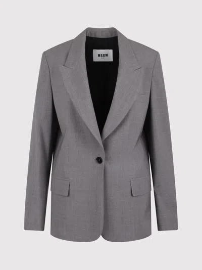 MSGM MSGM SINGLE-BREASTED BLAZER WITH APPLIQUE