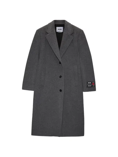 Msgm Single-breasted Coat In Gray