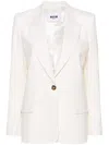 Msgm Single-breasted White Crepe Jacket In White