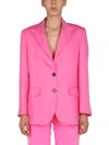 Msgm Notched-collar Single-breasted Blazer In Fuchsia
