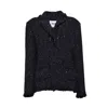 Msgm Single Breasted Jacket In Black Lurex Tweed And Frayed Edges
