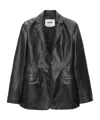 Msgm Single-breasted Leather Blazer In Black