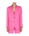 Msgm Notched-collar Single-breasted Blazer In Pink