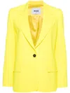 Msgm Stretch Cotton Blazer With Peak Lapels In Yellow
