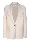 Msgm Single-breasted White Crepe Jacket In Beige