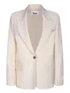 Msgm Single-breasted White Crepe Jacket In Beige
