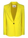 Msgm Stretch Cotton Blazer With Peak Lapels In Yellow
