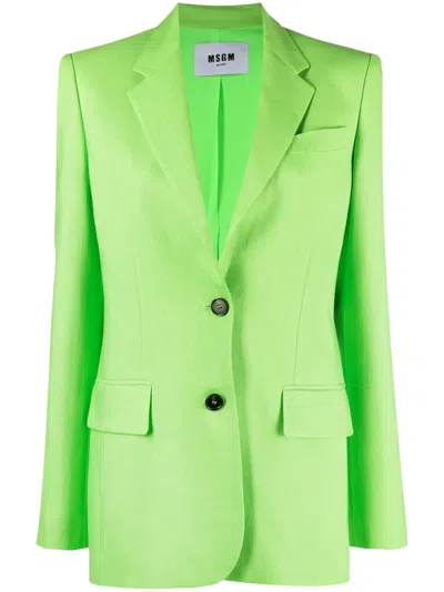Msgm Fitted Blazer With Single Button Front In Green