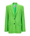 Msgm Single-breasted Textured Blazer In Green