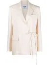 Msgm Single-breasted Tie-fastening Blazer In Nude