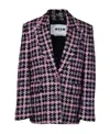 Msgm Single-breasted Tweed Blazer In Black