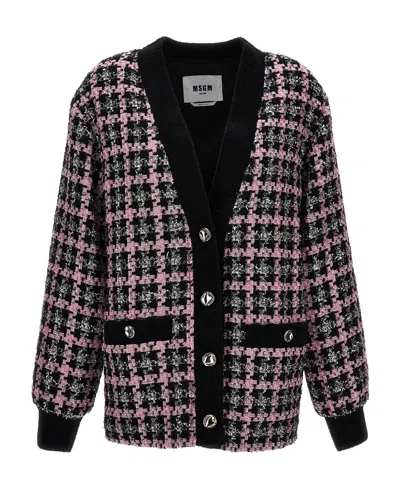 MSGM MSGM BUTTON UP TWEED CARDIGAN