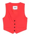 Msgm Fitted V-neck Vest Two Pockets In Orange