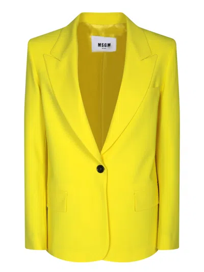MSGM SINGLE BUTTON PLAIN BLAZER