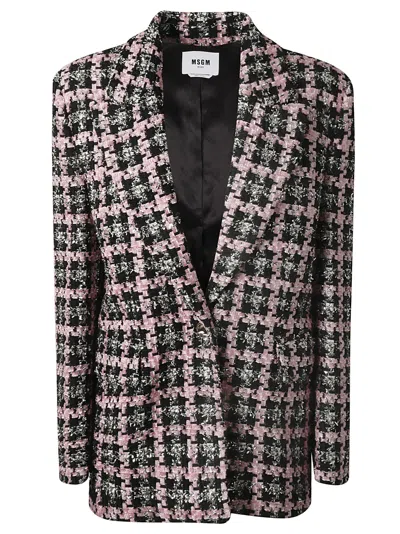 Msgm Single-buttoned Embellished Blazer In Black