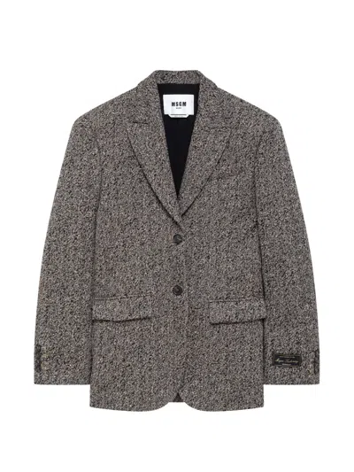 Msgm Single-breasted Jacket In Gray