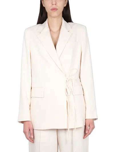 Msgm Single-breasted Tie-fastening Blazer In Ivory