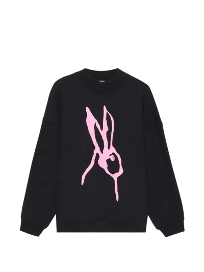 Msgm Sketched Bunny Print Sweatshirt In Black