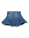 Msgm Flared High Waist Short Denim Skirt In Blue
