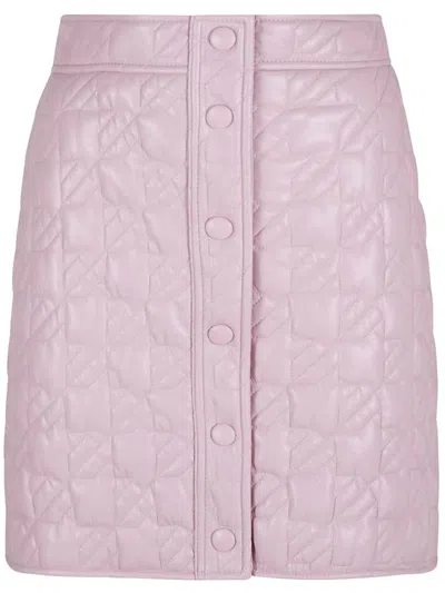 Msgm Quilted Buttoned Skirt In Pink