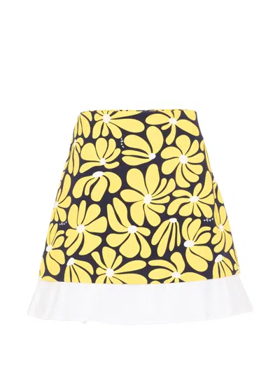 Msgm Kids' Skirt Flowers In Yellow