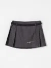 Msgm Pinstriped Lurex Mini Skirt In Grau