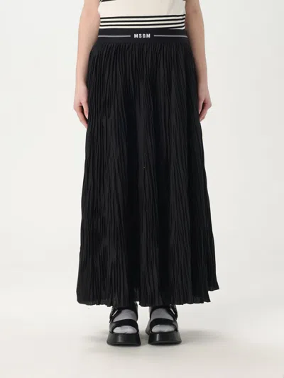 Msgm Woman's Pleated Midi Skirt In Black