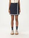 Msgm Wool Skirt With Button Detailing And Contrast Trim In Blue