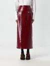 Msgm High Waist Midi Skirt Patent Leather In Brown