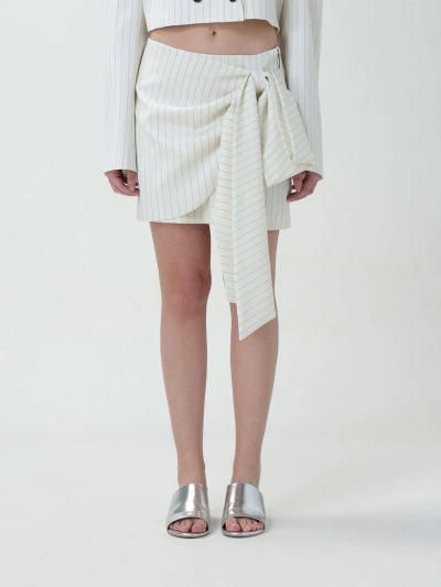 Msgm White Wool Skirt