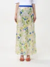 Msgm Multicolor Skirt With Floral Motif And All-over Applied Sequins In Fabric Woman In Yellow