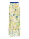 Msgm Multicolor Skirt With Floral Motif And All-over Applied Sequins In Fabric Woman In Multicolor