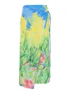 Msgm Multicolor Skirt With All-over Printed Floral Motif In Fabric Woman In Multicolor
