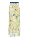 Msgm Multicolor Skirt With Floral Motif And All-over Applied Sequins In Fabric Woman In Multicolor