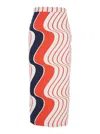 Msgm Red Skirt With Pencil Design And All-over Printed Motif In Red