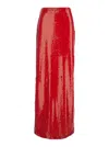 Msgm Red Sequin Skirt With Rear Single Slit In Red