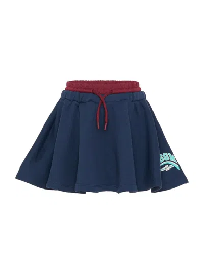 Msgm Skirt With Logo In Blue