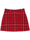 Msgm Tartan Cotton Blend Tweed Skort In Red