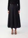 Msgm Pleated Cotton Midi Skirt In Black