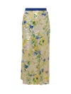 Msgm Multicolor Skirt With Floral Motif And All-over Applied Sequins In Yellow