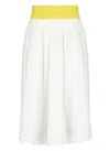 Msgm White Skirt With Contrasting Waist And Pleated Details In Fabric Woman