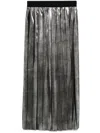 Msgm Pleated Midi Skirt In Gunmetal In Black