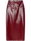 Msgm Long Faux Leather Skirt With Zip In Red